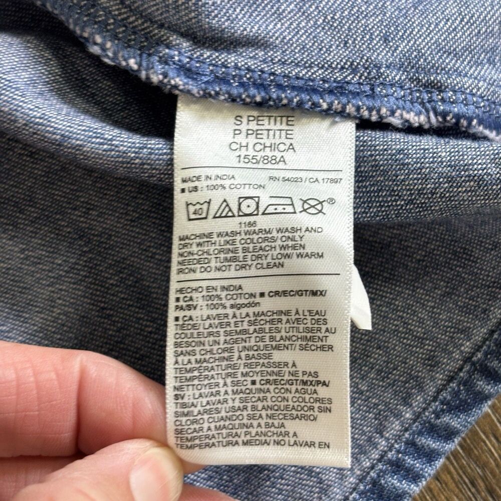 Old Navy Denim Dress Womens Petite S Fit & Flare Long Sleeve Collared Mini NEW! - Picture 8 of 10